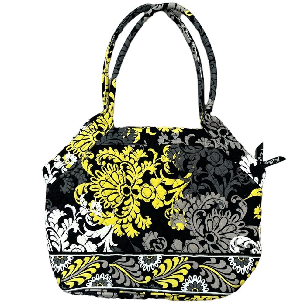 Vera Bradley Baroque Pattern Black Yellow Quilted Cotton Tote